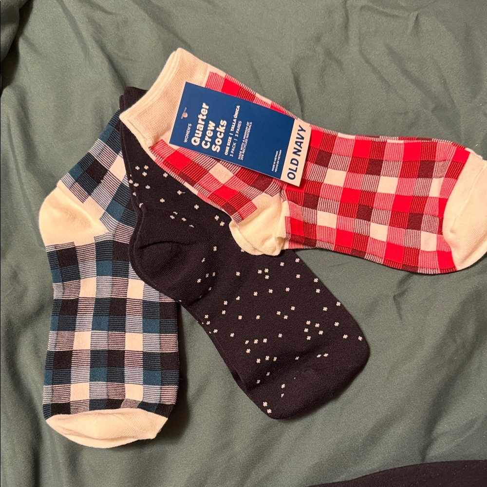 Old Navy Checkered and Polka Dot Socks - Red, Black, Green